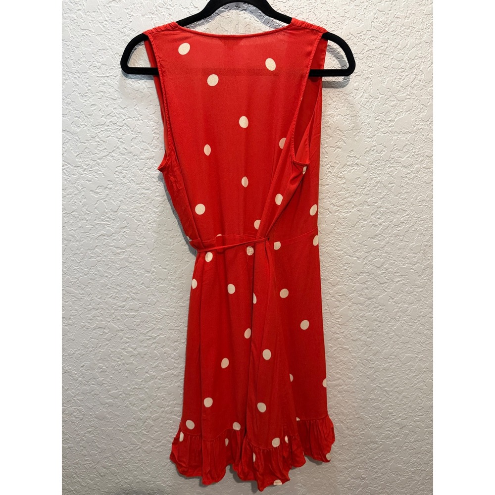 Rails Polka Dot Ruffle Wrap Dress Size Large Red Retro Summer Mini Fall - Picture 4 of 4